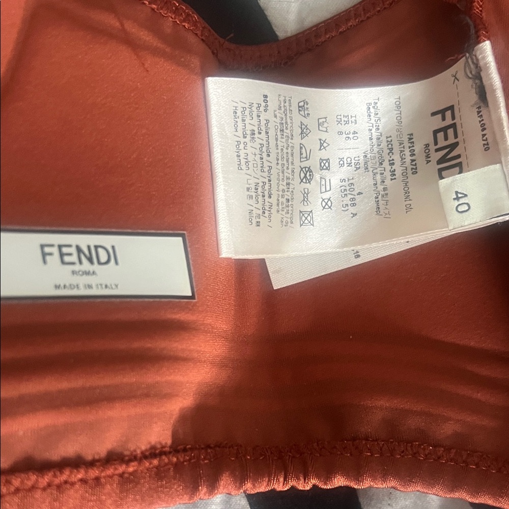 Fendi Freedom Brown Crop Top with Vibrant Orange - Picture 3 of 4